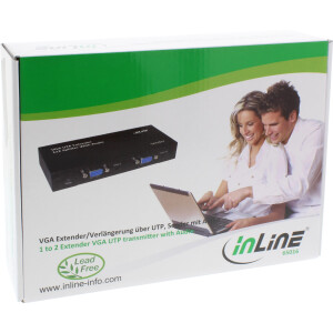 InLine® 1 zu 2 VGA Extender & Splitter über UTP, mit Audio, bis 300m