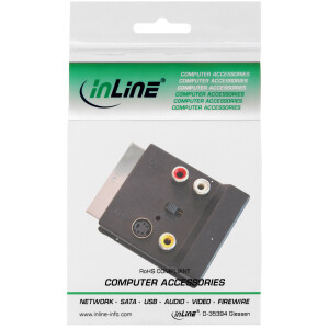 InLine® S-VHS/Scart Adapter, Scart Stecker/Buchse an 3x Cinch / 1x S-VHS Buchse