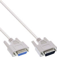 InLine® gameport extension cable DB15 male / female 10m, molded