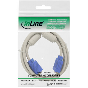 InLine® S-VGA Kabel, 15pol HD Stecker / Stecker, beige, 1,5m