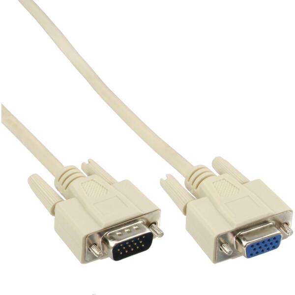 InLine® VGA Cable 15 HD male / female beige 5m