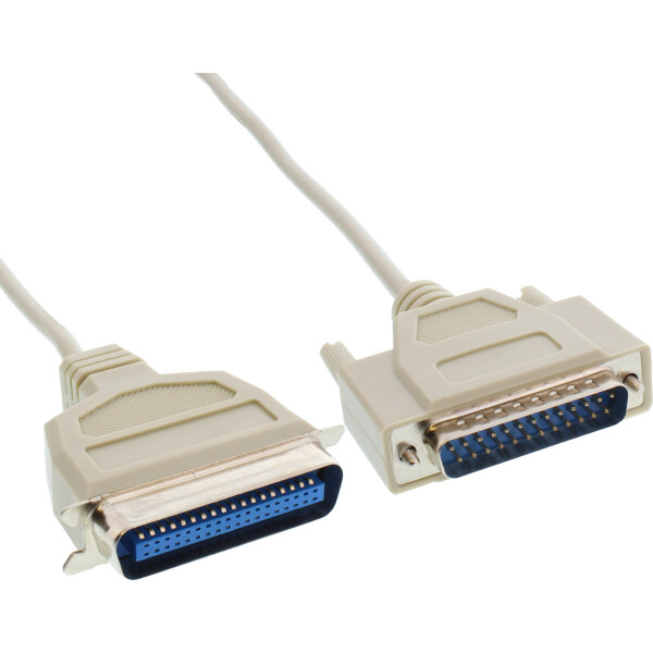 InLine® printer cable Bi-Directional 25 Pin D-Sub to 36 Pin Centronics 2m