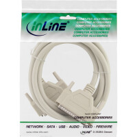 InLine® Serielles Kabel, 37pol Stecker / Stecker, vergossen, 1:1 belegt, 3m