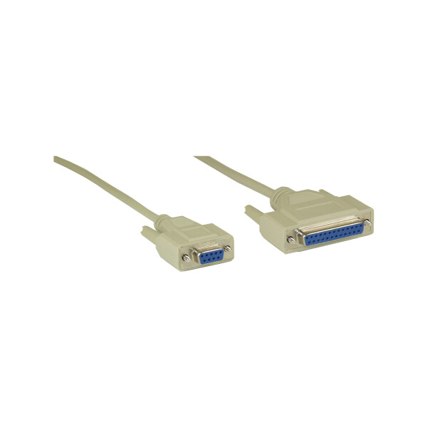 InLine® null modem cable DB9 female / DB25 female grey 2m