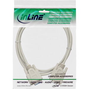 InLine® Serielles Kabel, 9pol Buchse / Buchse, vergossen, 1:1 belegt, 3m