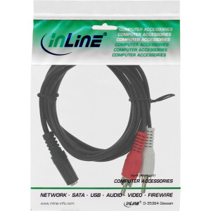 InLine® Cinch/Klinke Kabel, 2x Cinch Stecker an 3,5mm Klinke Buchse, 1,5m
