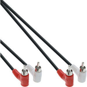 InLine® Audio cable, 2x RCA M/M, angled, 1.2m