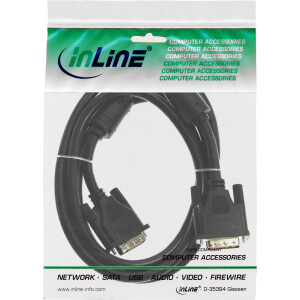 InLine® DVI-D Cable 24+1 male / male Dual Link 2x ferrite choke 5m