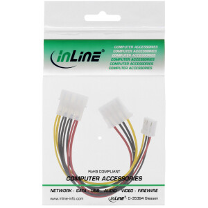 InLine® Strom Y-Kabel intern, 1x 5,25" an 1x 3,5" + 1x 5,25", 0,20m