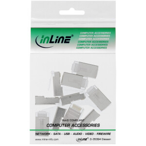 InLine® 8P8C RJ45 male shielded connectors for round cables 10pcs. Pack
