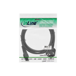 InLine® Netzkabel für Notebook, 3pol Kupplung, schwarz, 2m