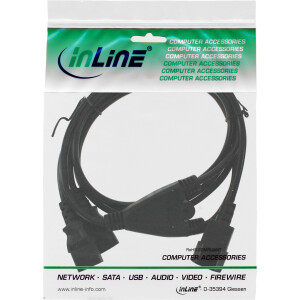 InLine® Netz-Y-Kabel, Kaltgeräte, 1x IEC-C14 auf 2x IEC-C13, 1,8m