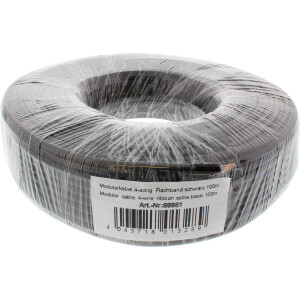 InLine® Modularkabel, 4adrig Flachband schwarz, 100m Ring