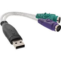 InLine® USB to PS/2 Converter USB Type A male / 2x PS/2 female