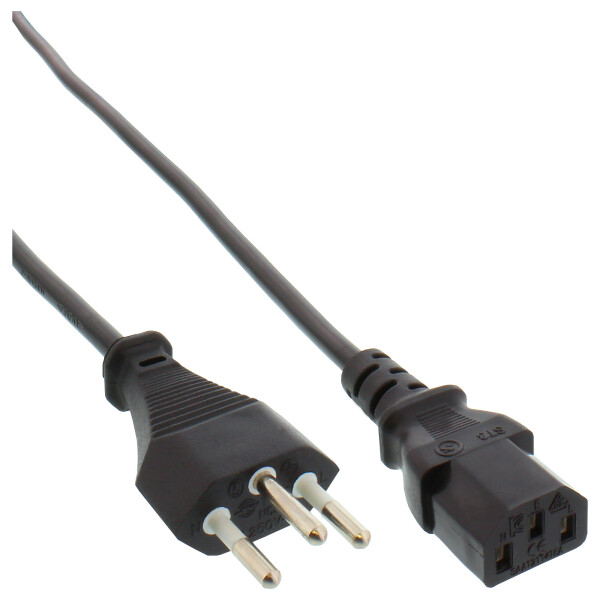 InLine® power cable, Switzerland, black, 1.8m