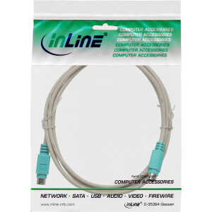 InLine® PS/2 Cable male / male grey with green plug 2m