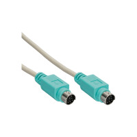 InLine® PS/2 Cable male / male grey with green plug 2m