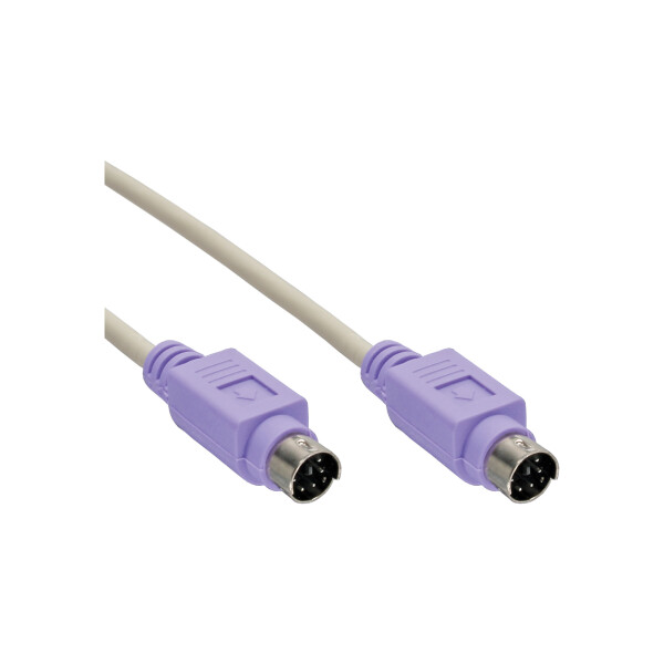 InLine® PS/2 Cable male / male grey with purple plug 2m