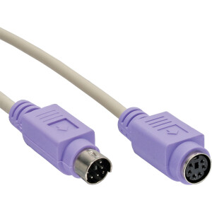 InLine® PS/2 Cable male / female grey with purple plug 2m
