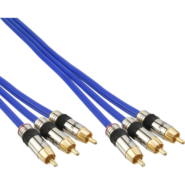 InLine® Cinch Kabel AUDIO/VIDEO, PREMIUM, vergoldete Stecker, 3x Cinch Stecker / Stecker, 0,5m