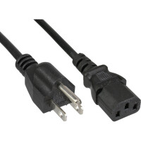 InLine® power cable USA male / 3pin IEC C13 male, 18 AWG, 1.8m