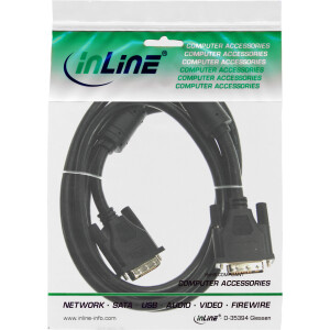 InLine® DVI-D Kabel, digital 24+1 Stecker / Stecker, Dual Link, 2 Ferrite, 3m