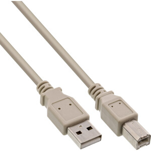 InLine® USB 2.0 Kabel, A an B, beige, 0,5m