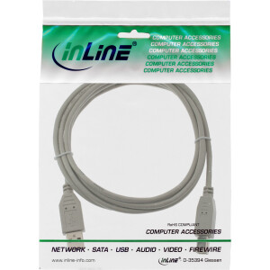 InLine® USB 2.0 Kabel, A an B, beige, 2,0m