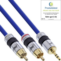 InLine® Audio Cable Premium 2x RCA male / 3.5mm male gold plated 2m