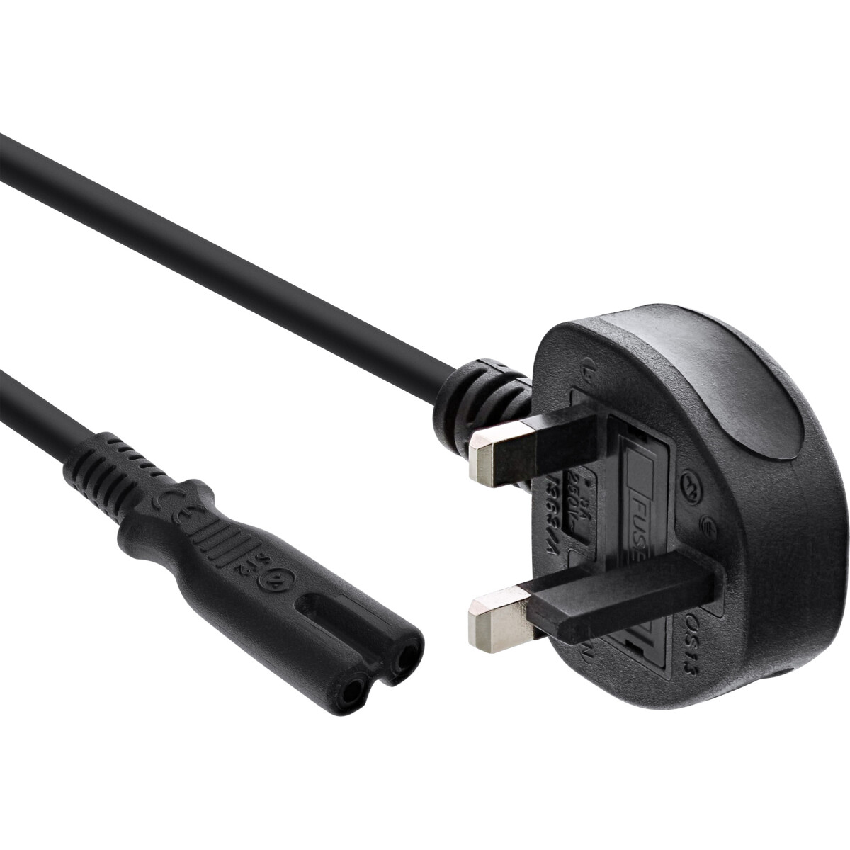 InLine® power cable mains male England / Euro 8...