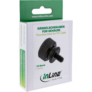 InLine® Rändelschrauben für Gehäuse, Alu, schwarz, 10er Pack