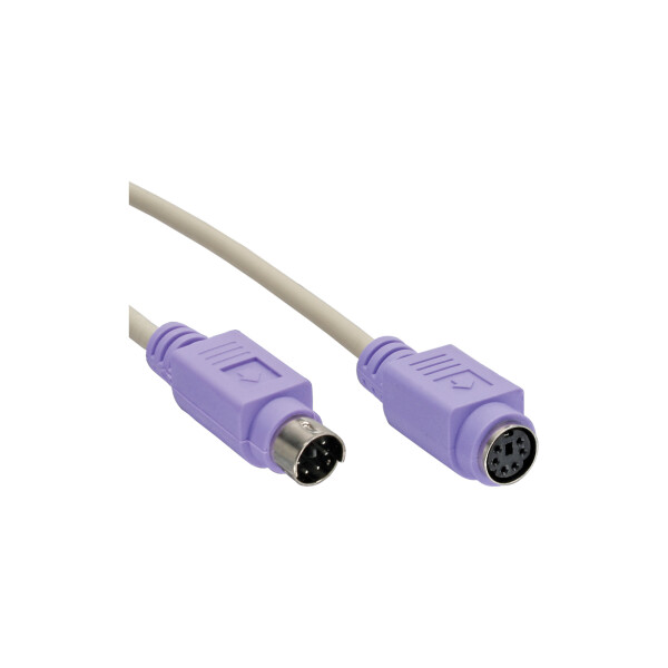 InLine® PS/2 Cable male to female grey / purple 10m