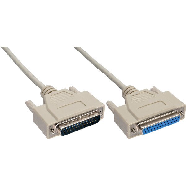 InLine® serial cable moulded DB25 male / female 1:1  grey 3m