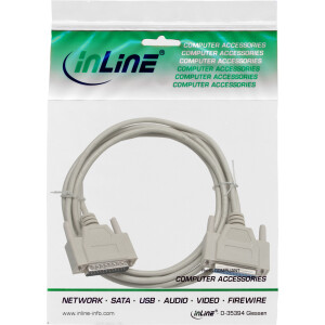 InLine® serial cable moulded DB25 male / female 1:1  grey 20m