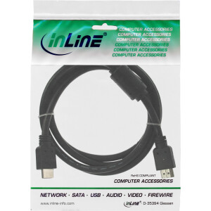 InLine® HDMI Kabel, HDMI-High Speed, ST / ST, schwarz, mit Ferrit, 1,8m