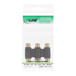 InLine® Audio/Video Adapter, 3x Cinch Buchse auf 3x Cinch Buchse, vergoldet