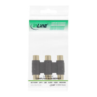 InLine® Audio/Video Adapter, 3x Cinch Buchse auf 3x Cinch Buchse, vergoldet