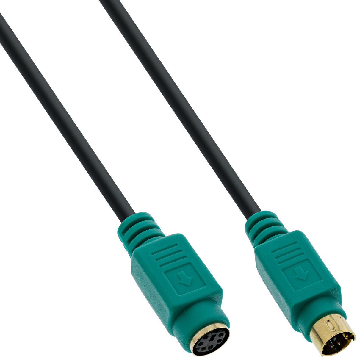 PS/2 cable, InLine®, M/F, black/green, golden...