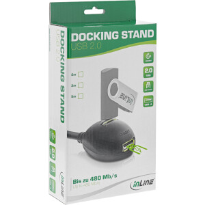 InLine® USB 2.0 Verlängerung, ST / BU, Typ A, schwarz, mit Standfuss, 2m