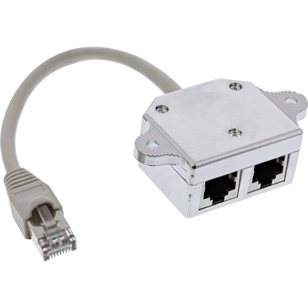 InLine® ISDN Port-Doppler, 1x RJ45 Stecker an 2x RJ45 Buchse, mit Kabel