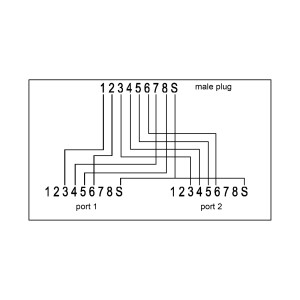 InLine® ISDN Port-Doppler, 1x RJ45 Stecker an 2x RJ45 Buchse, mit Kabel