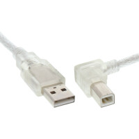 InLine® USB 2.0 Cable right angled Type A male / B male transparent 2m