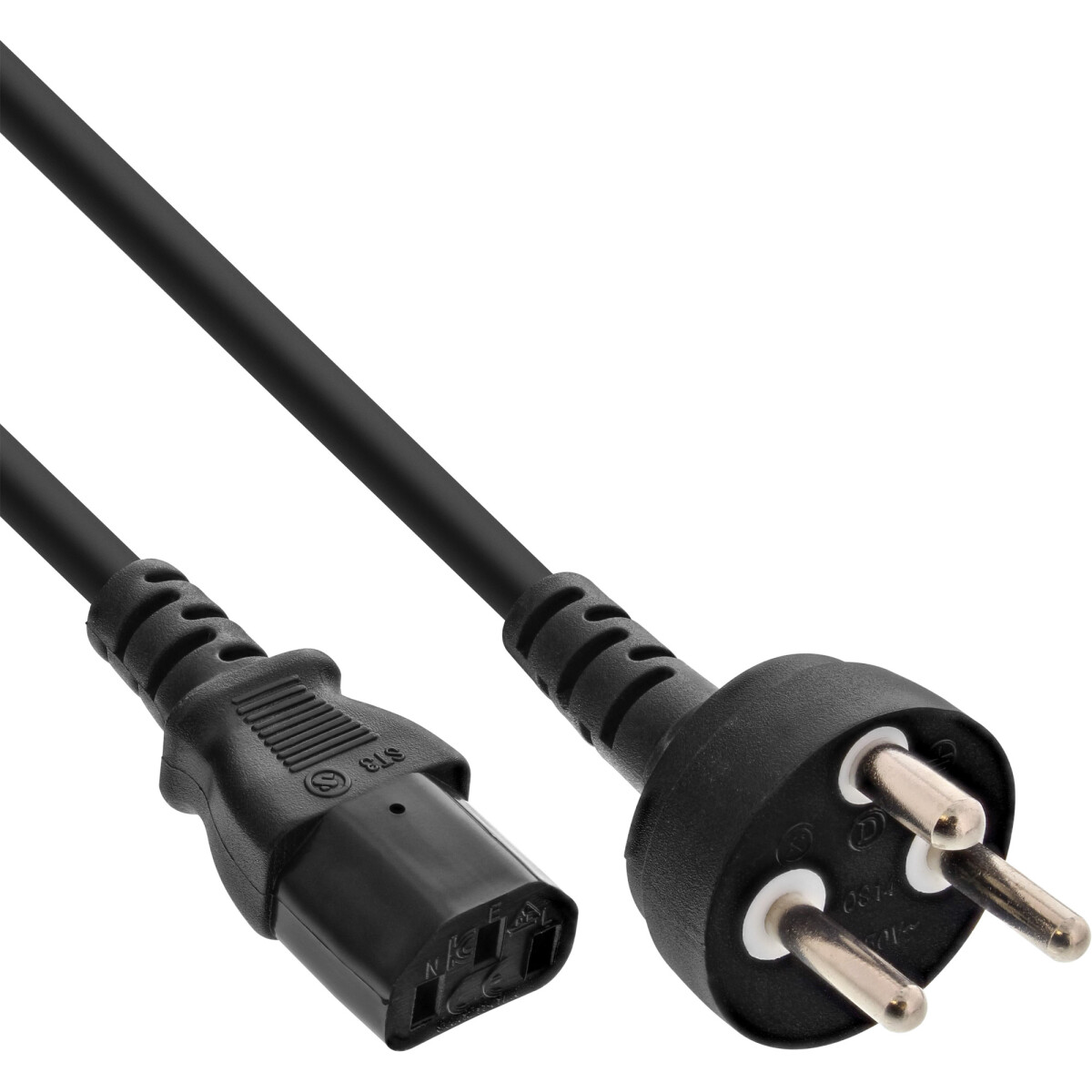 InLine® power cable Denmark Type K male / 3pin IEC...