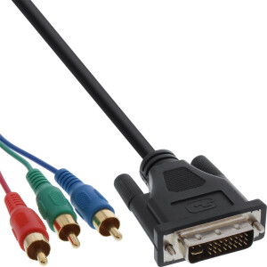 InLine® DVI-I Cable 24+5 male to 3x RCA male RGB 1m