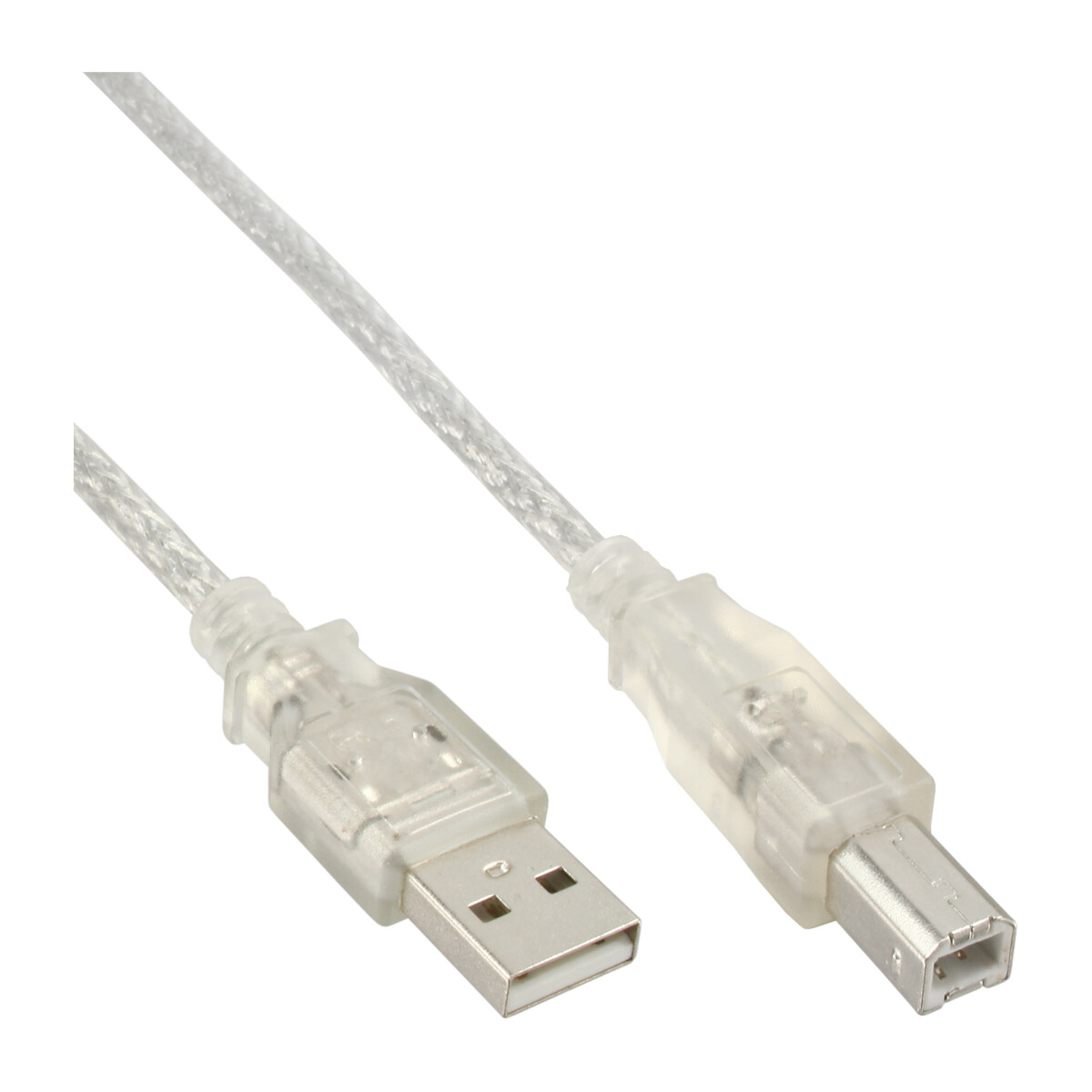 InLine® USB 2.0 Kabel, A an B, transparent, 10m