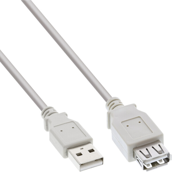 InLine® USB 2.0 Verlängerung, Stecker / Buchse, Typ A, beige, 0,3m