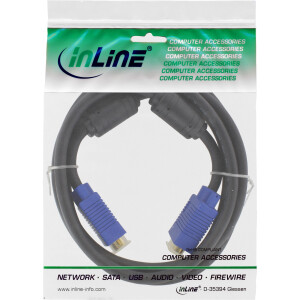 InLine® S-VGA Kabel Premium, 15pol HD Stecker / Stecker, schwarz, 0,3m