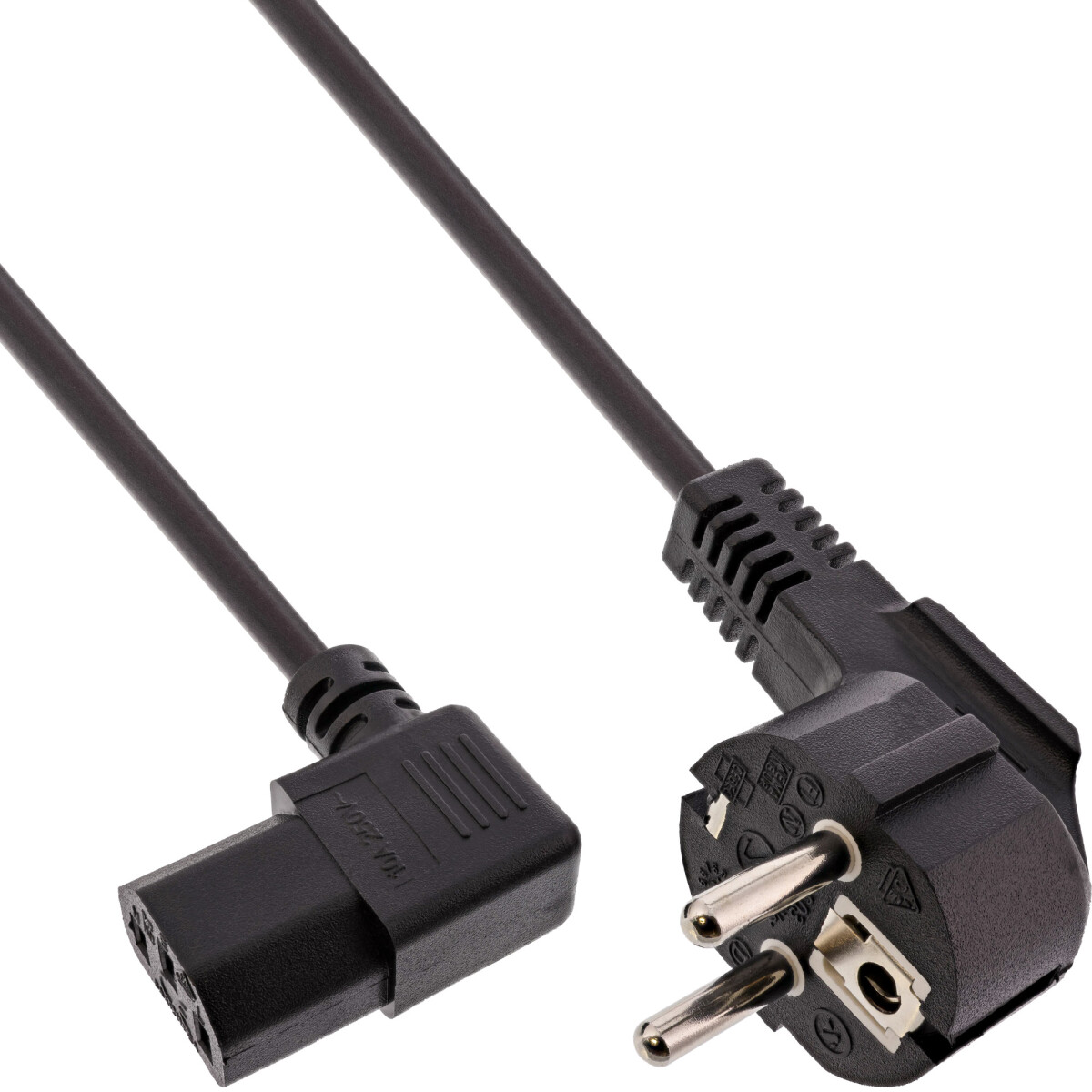 InLine® power cable, CEE 7/7 angled / 3pin IEC C13...