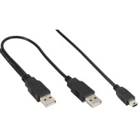 InLine® Mini USB 2.0 Y-Cable 2x USB Type A male / Mini USB 5 Pin male 1.5m