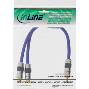 InLine® Cinch-Y-Kabel, PREMIUM, 1x Cinch Stecker zu 2x Cinch Buchse, 0,25m